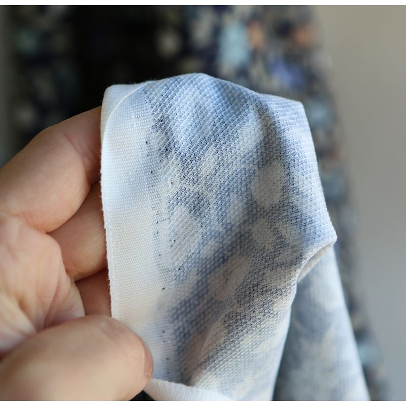 Amelia - Velours milleraies coton organique imprimé fleuri midnight