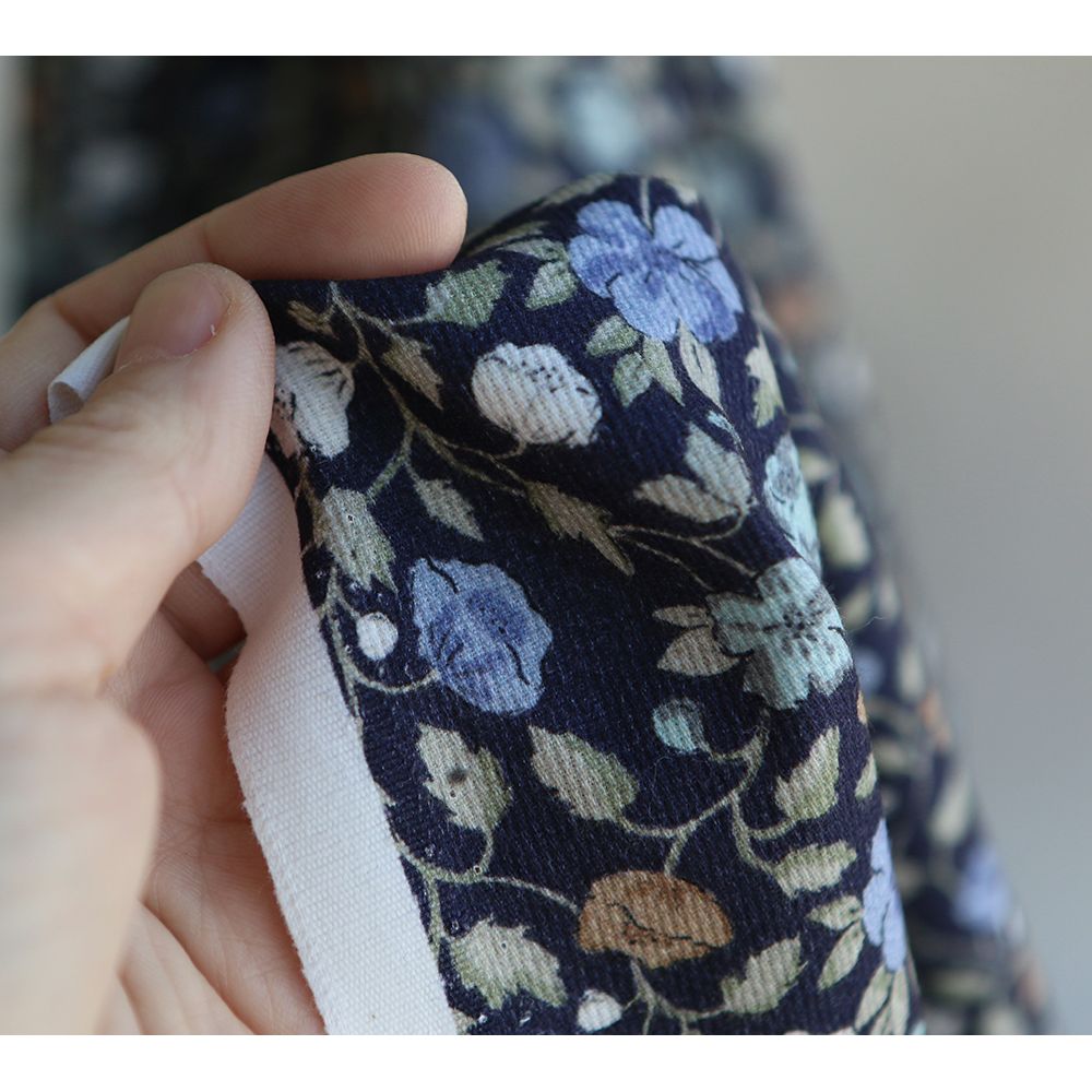 Amelia - Velours milleraies coton organique imprimé fleuri midnight