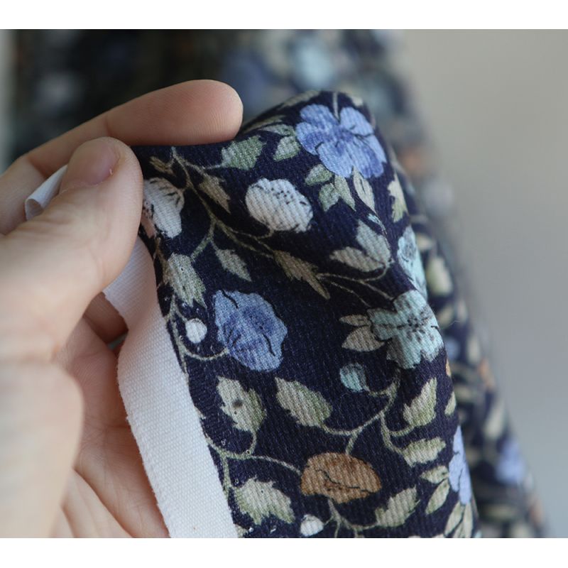 Amelia - Velours milleraies coton organique imprimé fleuri midnight