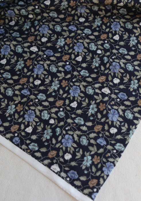 Amelia - Velours milleraies coton organique imprimé fleuri midnight