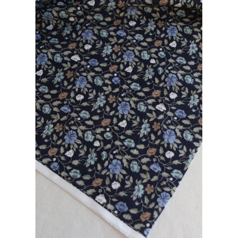 Amelia - Velours milleraies coton organique imprimé fleuri midnight