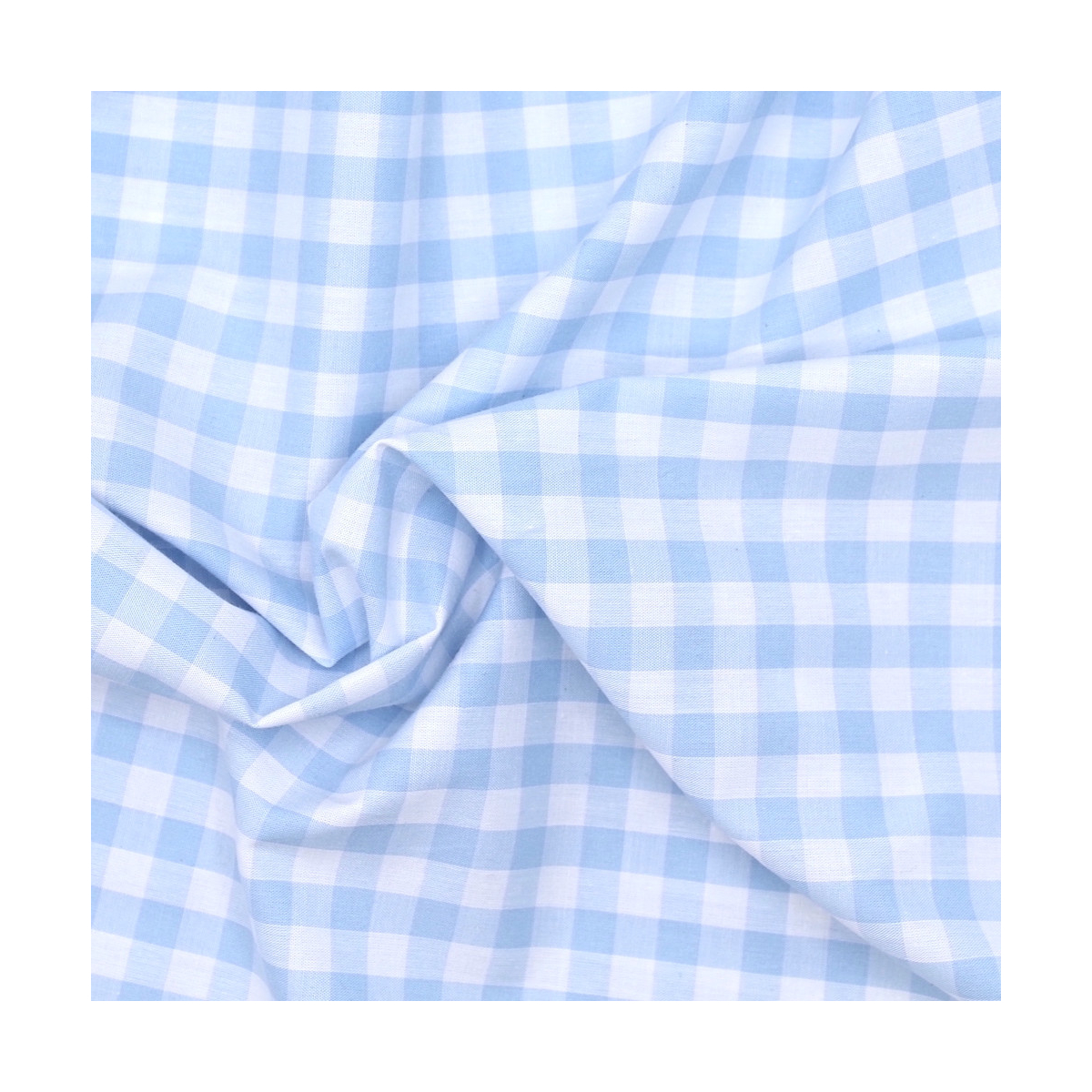 Coton vichy carreaux 10mm bleu layette Coton vichy carreaux 10mm bleu layette