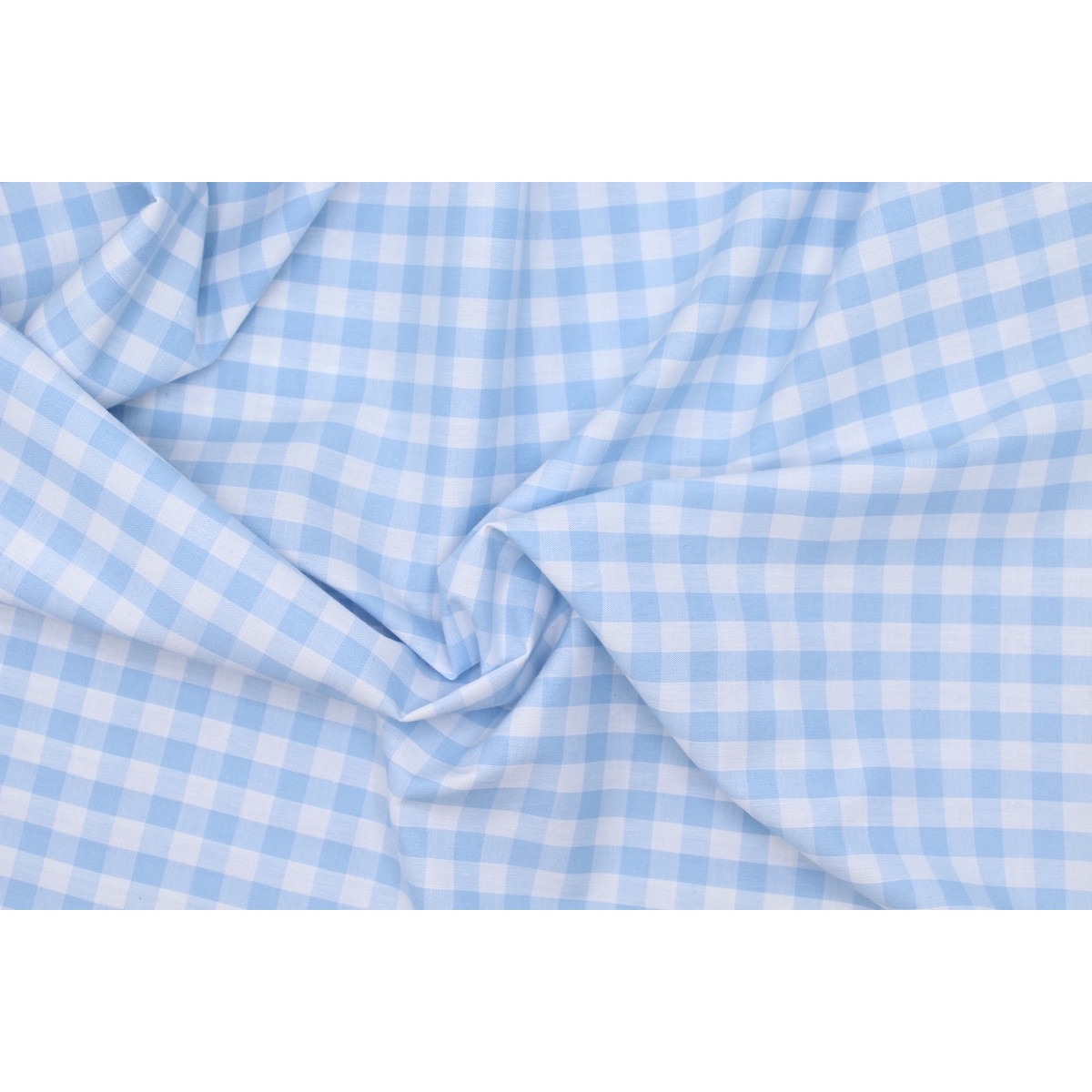 Coton vichy carreaux 10mm bleu layette Coton vichy carreaux 10mm bleu layette