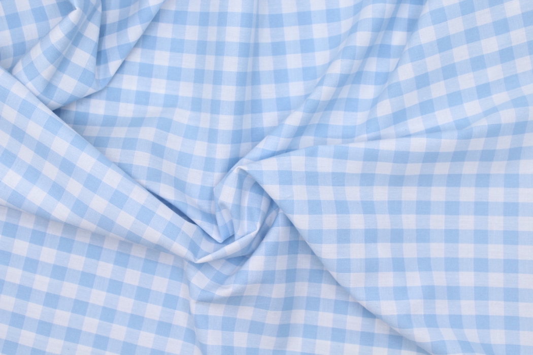 Coton vichy carreaux 10mm bleu layette