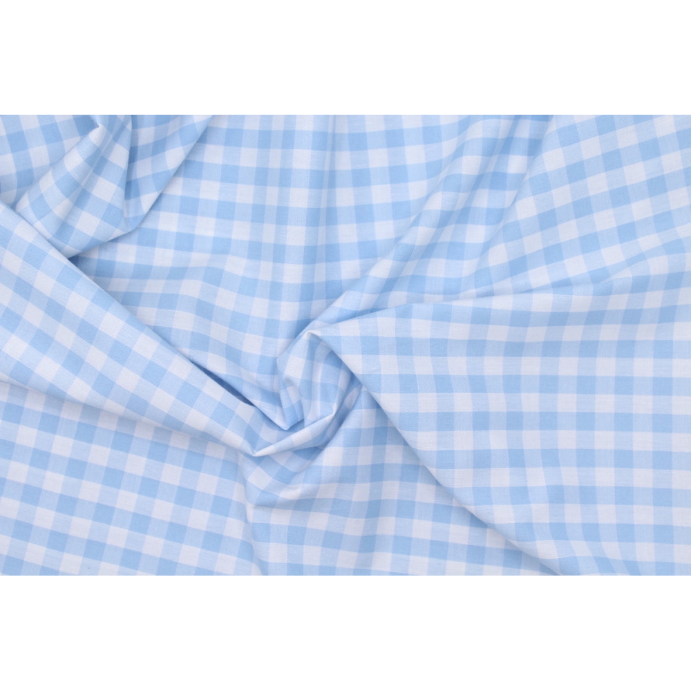 Coton vichy carreaux 10mm bleu layette