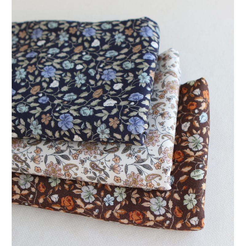 Amelia - Velours milleraies coton organique imprimé fleuri midnight
