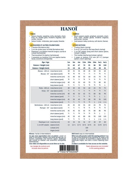 Hanoï - Pochette patron Ikatee 1mois au 4ans