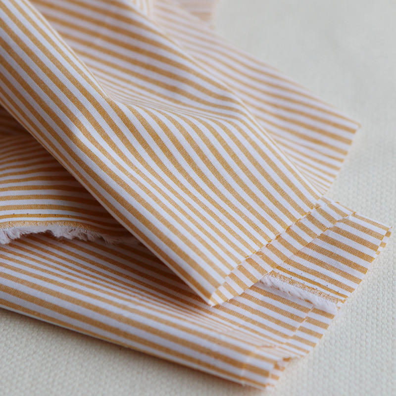 Popeline coton à rayures moutarde