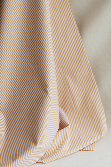 Popeline coton à rayures moutarde