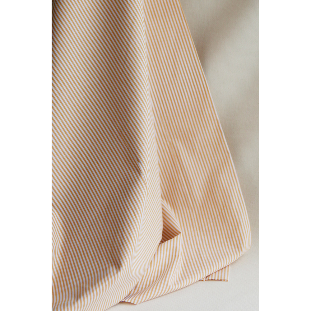 Popeline coton à rayures moutarde