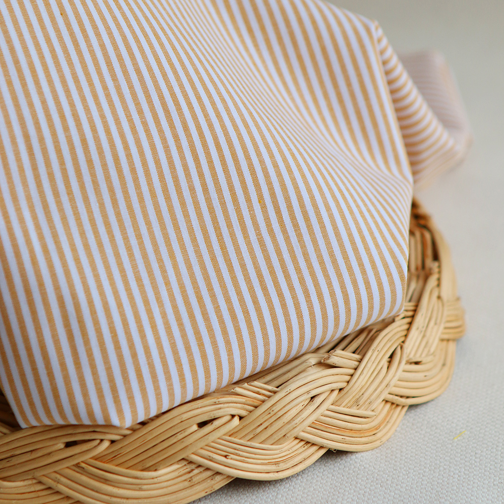 Popeline coton à rayures moutarde