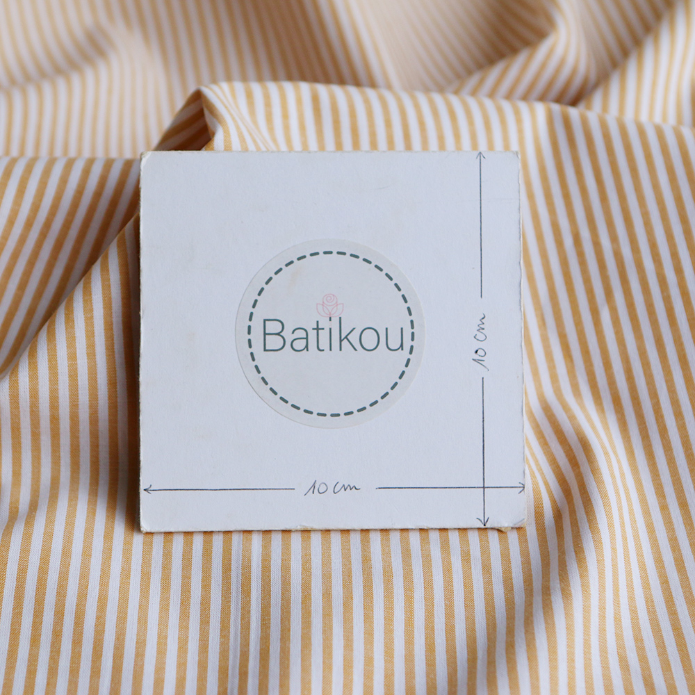 Popeline coton à rayures moutarde