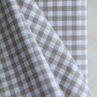 Popeline coton vichy carreaux 10mm beige sable