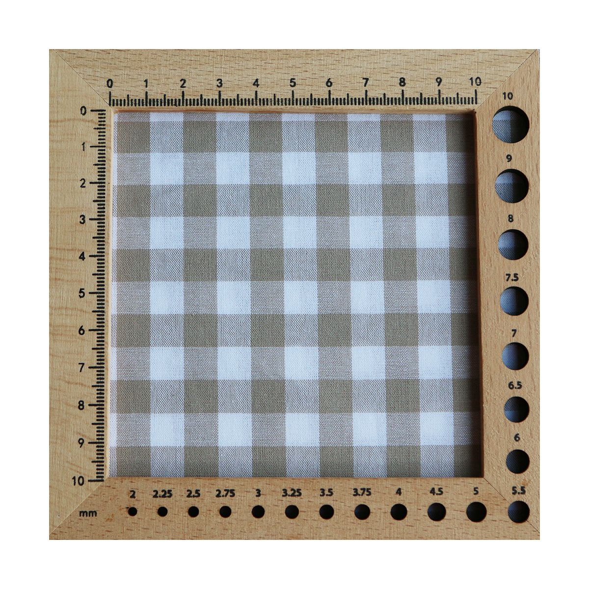 Popeline coton vichy carreaux 10mm beige sable Popeline coton vichy carreaux 10mm beige sable