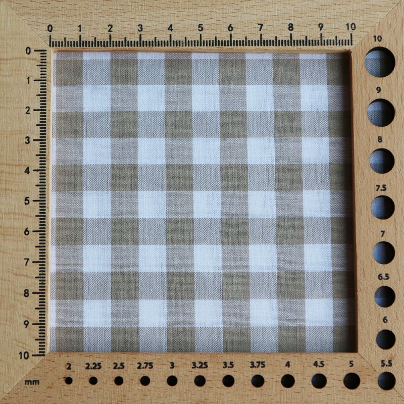 Popeline coton vichy carreaux 10mm beige sable Popeline coton vichy carreaux 10mm beige sable