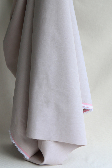 Popeline coton uni chiné effet chambray beige sable