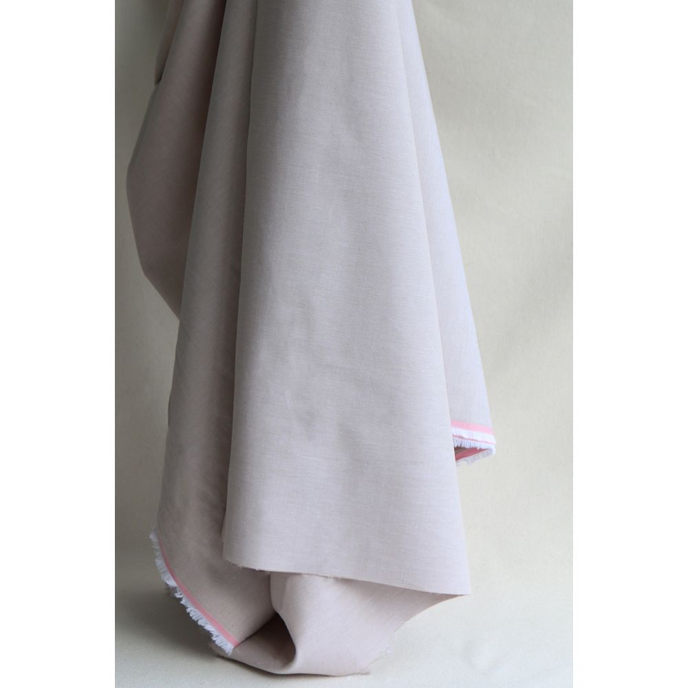 Popeline coton uni chiné effet chambray beige sable