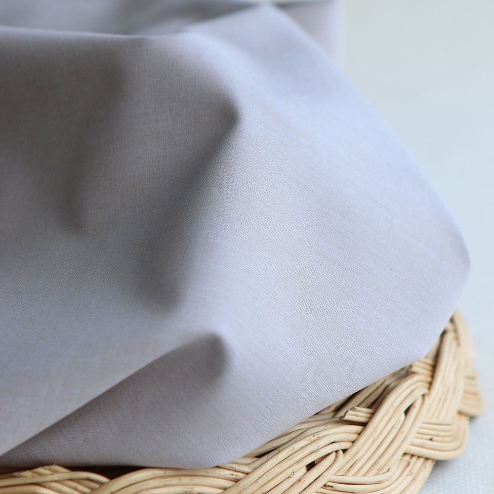 Popeline coton uni chiné effet chambray beige sable