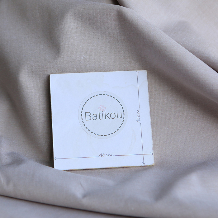 Popeline coton uni chiné effet chambray beige sable