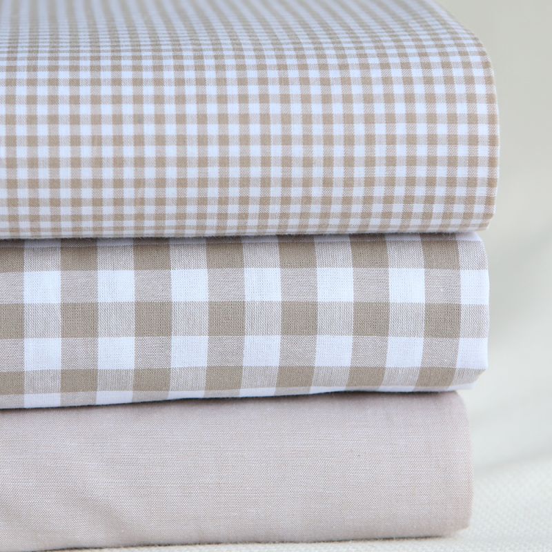 Popeline coton uni chiné effet chambray beige sable