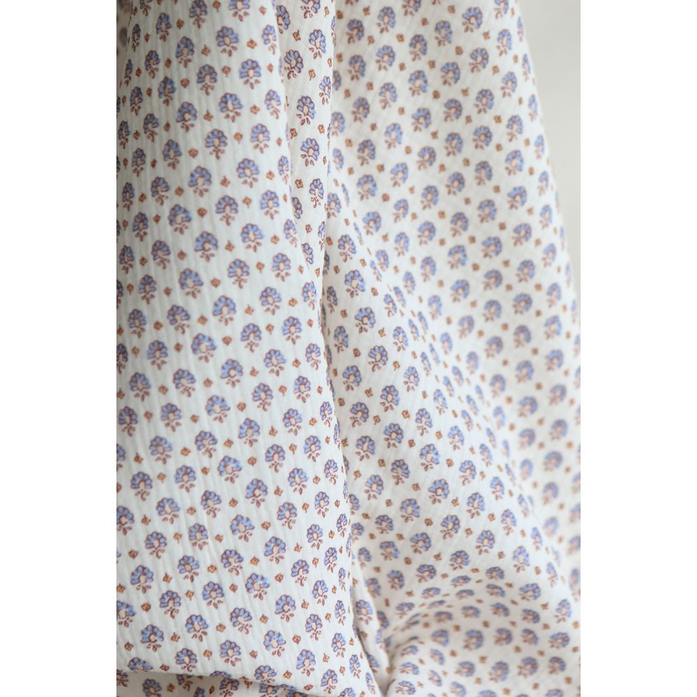 Leela - Double gaze de coton motif fleuri fond écru