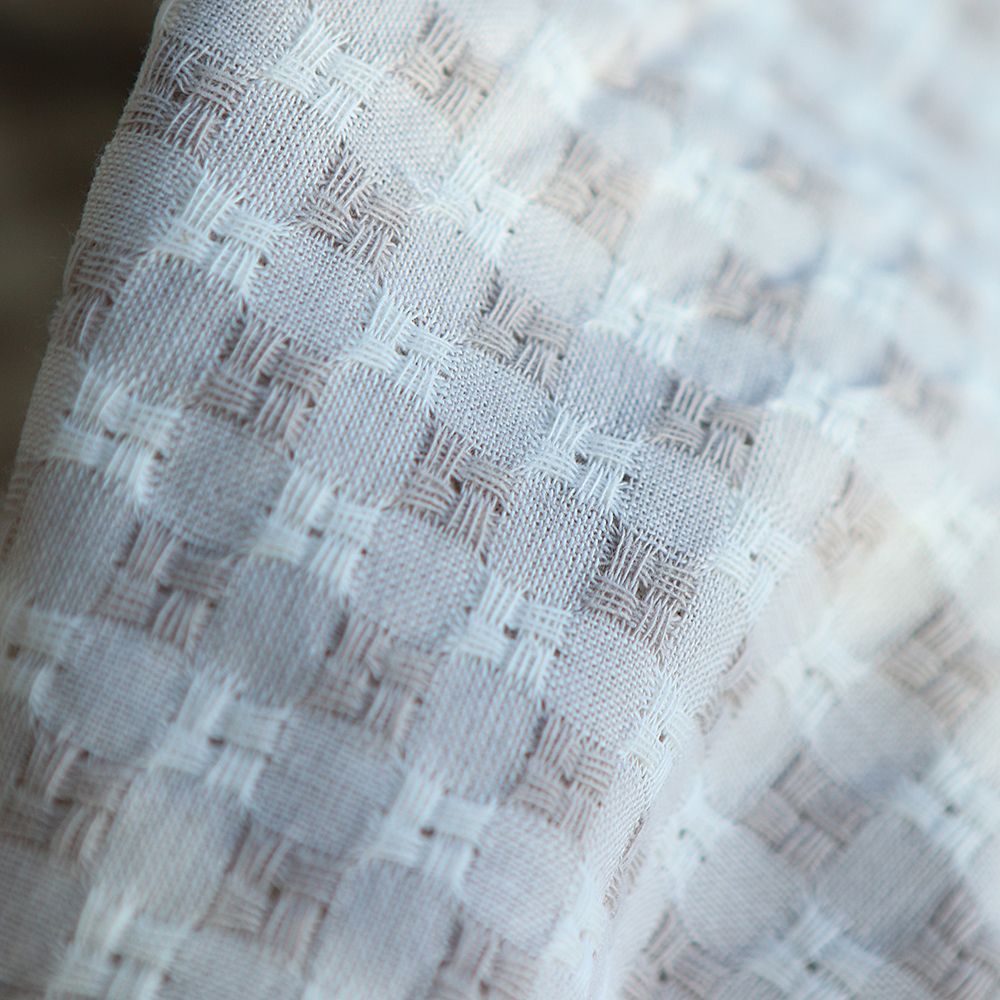 Dick - Seersucker / Coton gaufré texturé vichy 7mm écru et crème