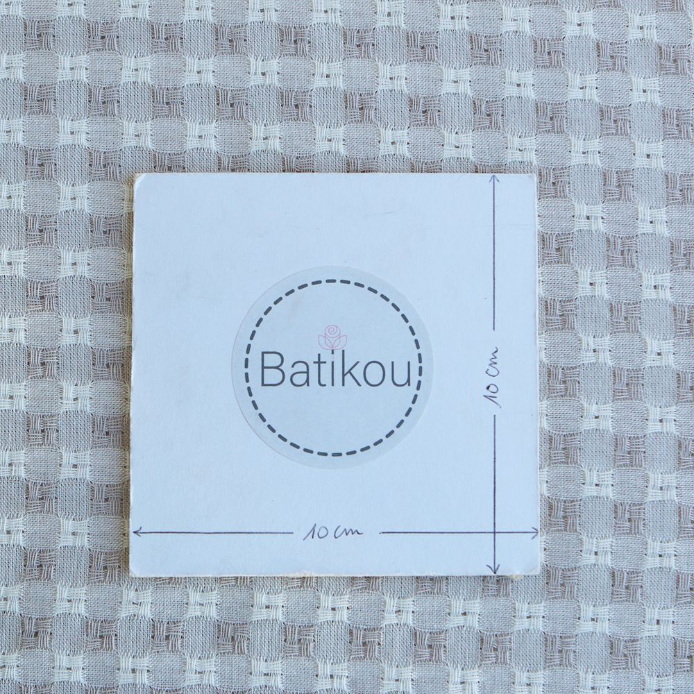 Dick - Seersucker / Coton gaufré texturé vichy 7mm écru et crème