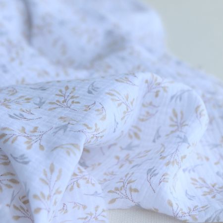 copy of Marjan - Double gaze de coton motif fleuri fond fougère