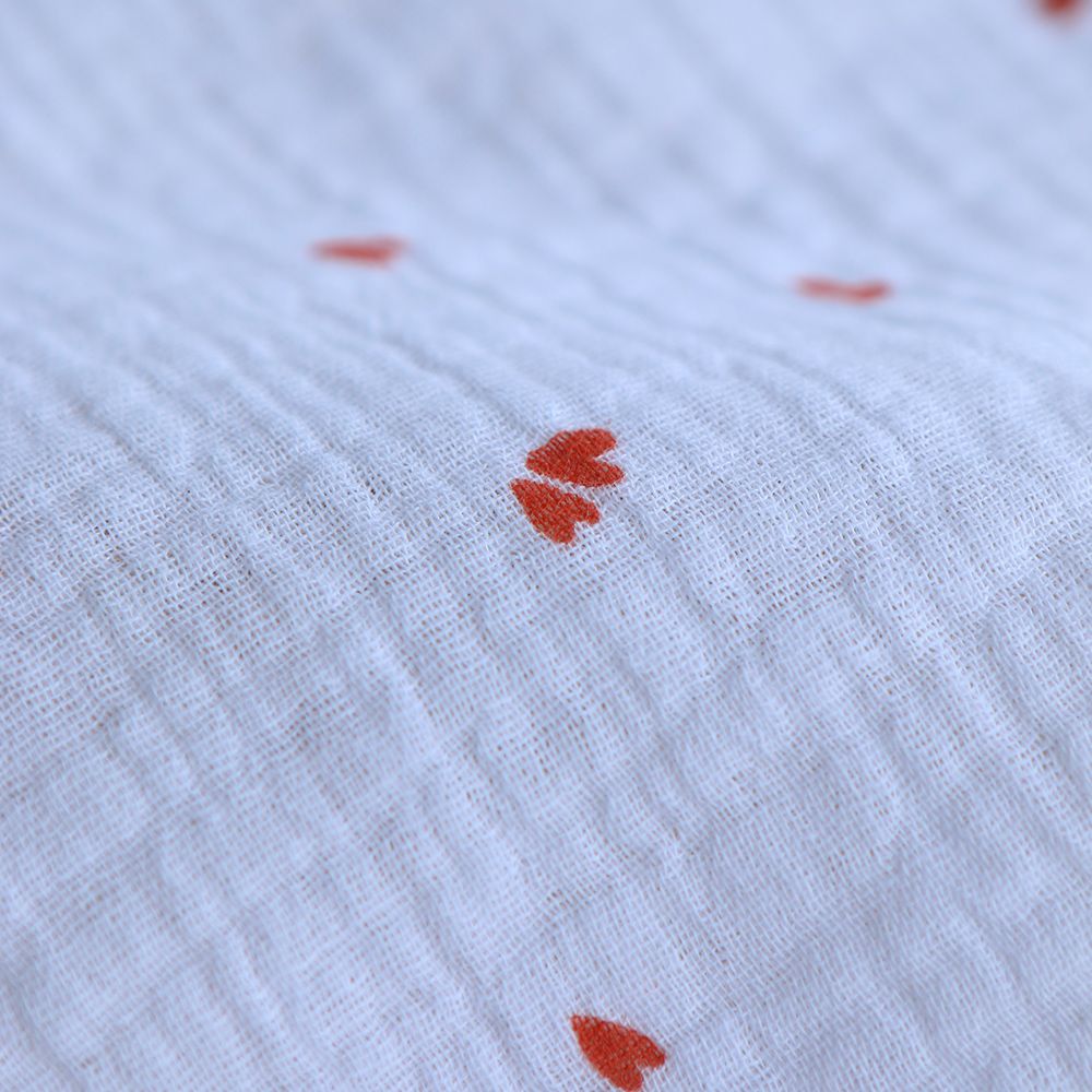 Coreo - Double gaze de coton motif minis coeurs rouges