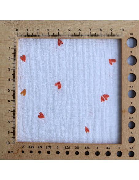 Coreo - Double gaze de coton motif minis coeurs rouges
