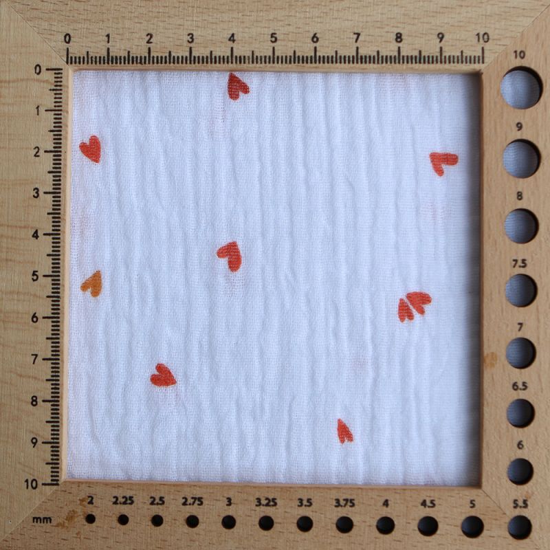 Coreo - Double gaze de coton motif minis coeurs rouges