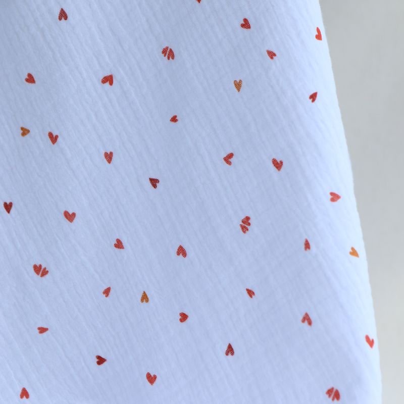 Coreo - Double gaze de coton motif minis coeurs rouges