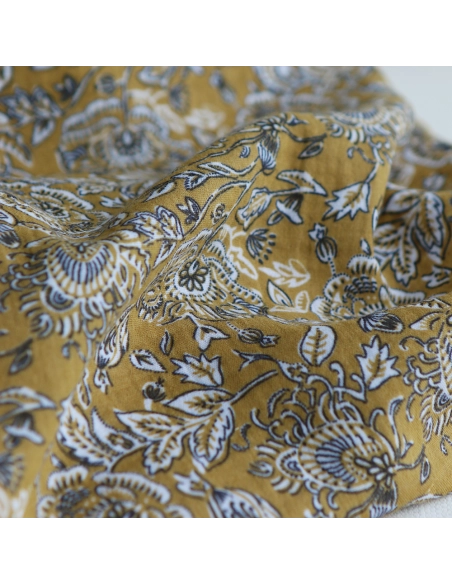 Mehar - Double gaze de coton motif façon indien curry