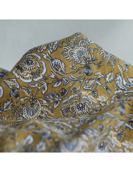 Mehar - Double gaze de coton motif façon indien curry