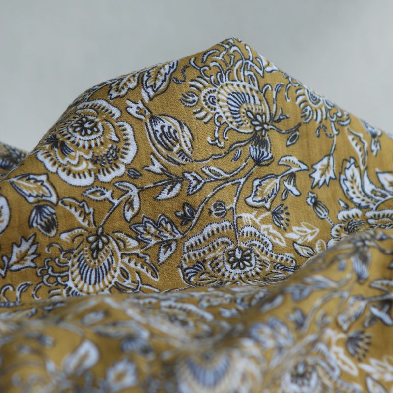 Mehar - Double gaze de coton motif façon indien curry