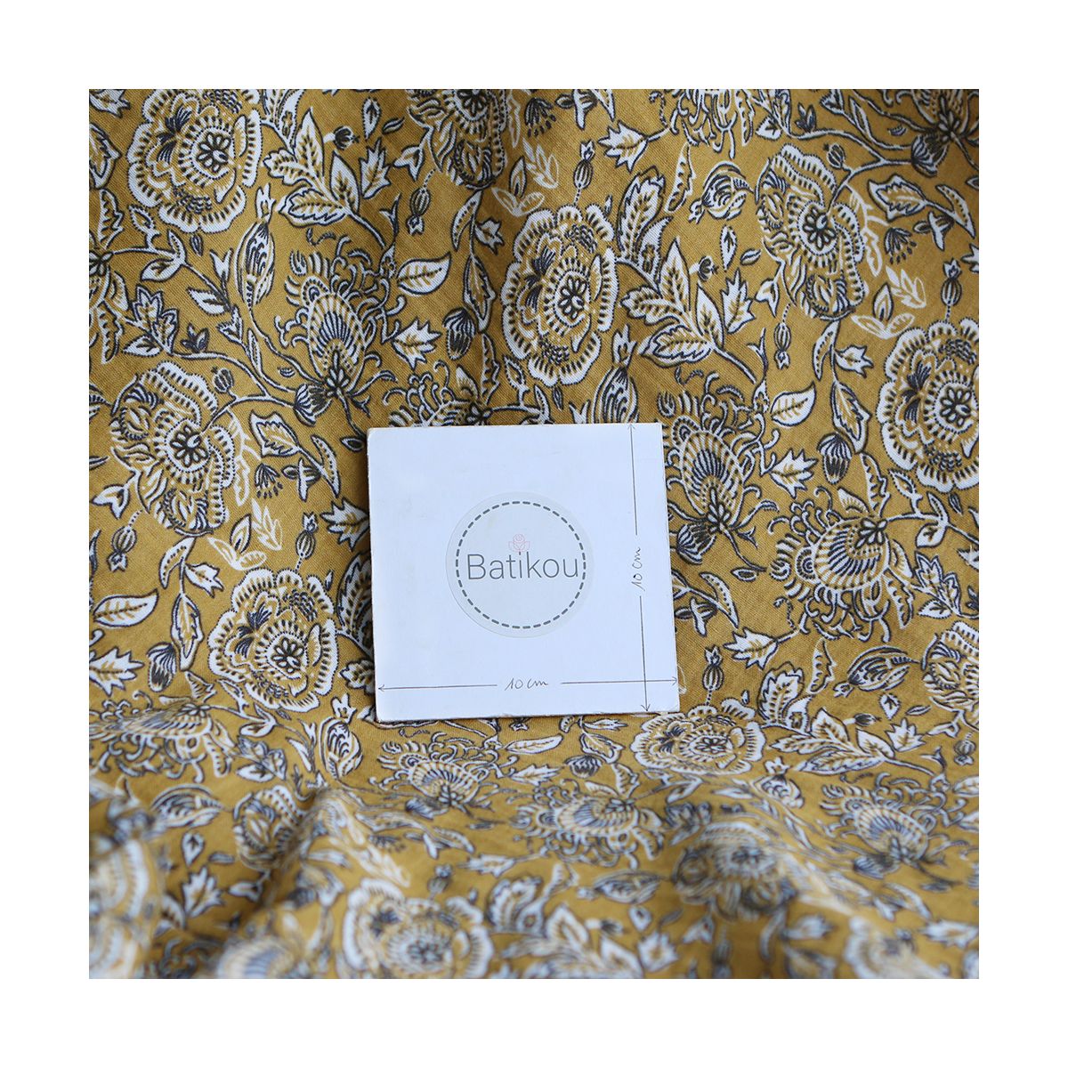 Mehar - Double gaze de coton motif façon indien curry Mehar - Double gaze de coton motif façon indien curry