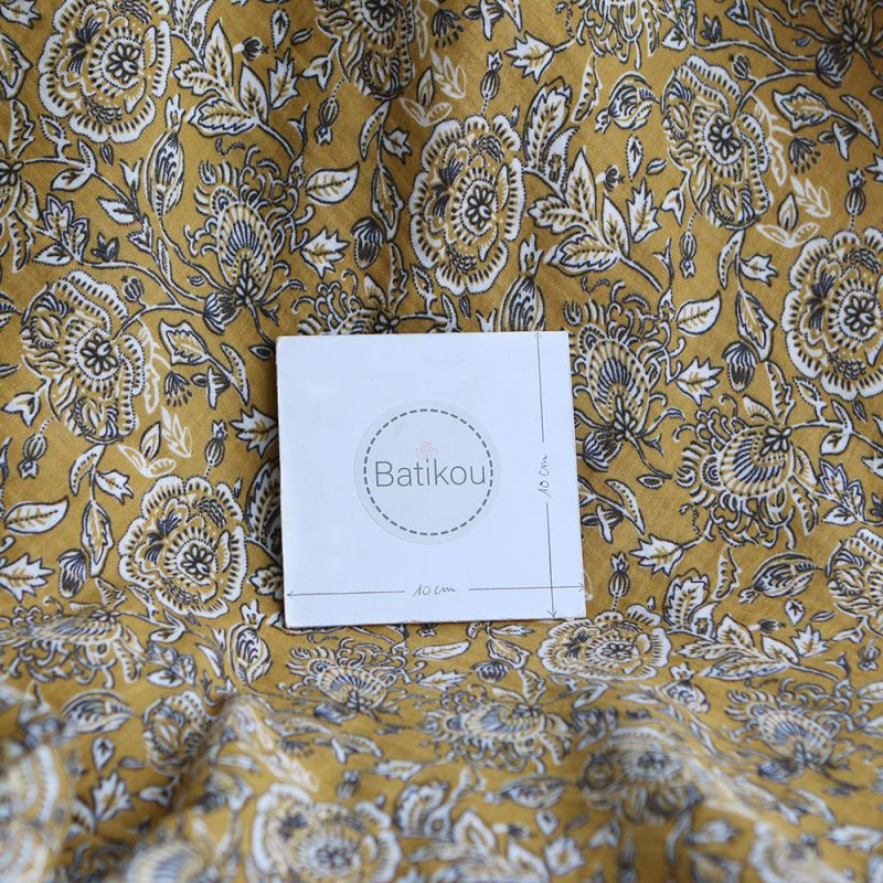 Mehar - Double gaze de coton motif façon indien curry