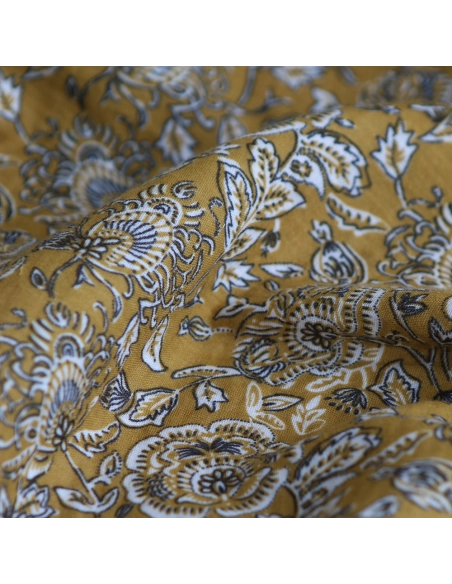 Mehar - Double gaze de coton motif façon indien curry