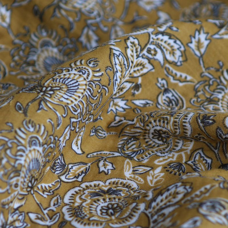 Mehar - Double gaze de coton motif façon indien curry