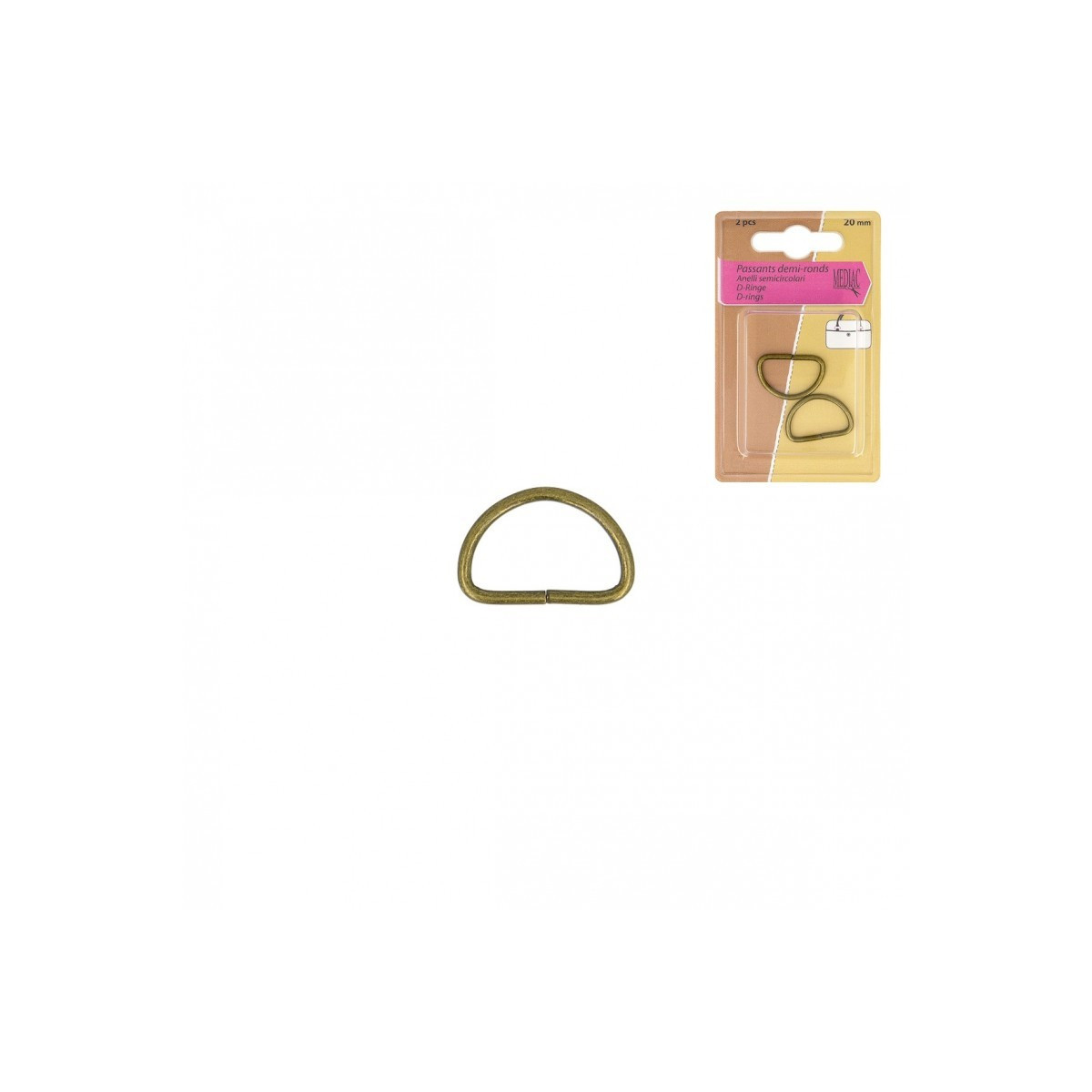 Boucle passants demi-ronds pour sac coloris BRONZE / Lot de 2