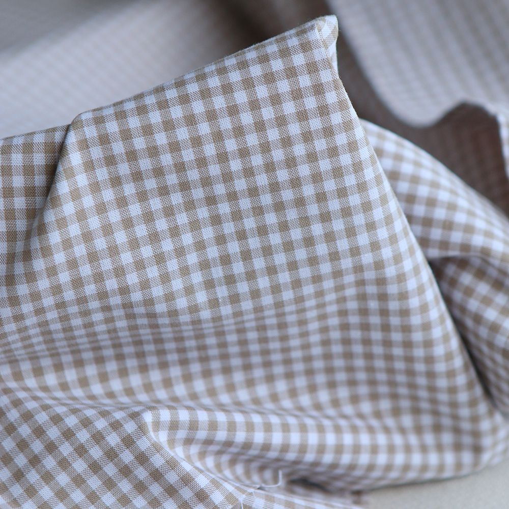 Popeline coton vichy carreaux mini 2.7mm beige sable