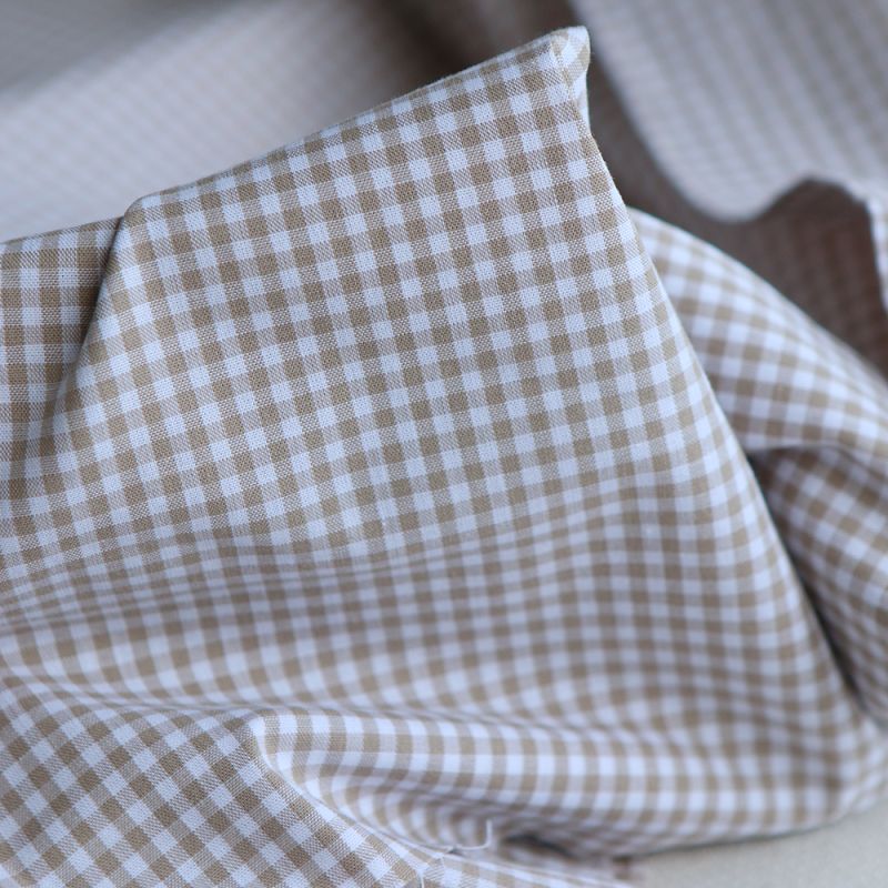 Popeline coton vichy carreaux mini 2.7mm beige sable