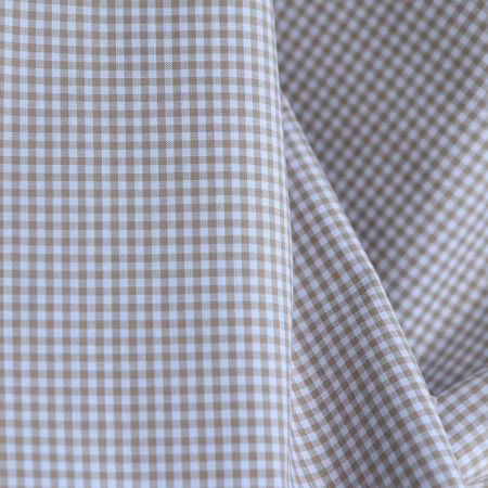 Popeline coton vichy carreaux mini 2.7mm beige sable Popeline coton vichy carreaux mini 2.7mm beige sable