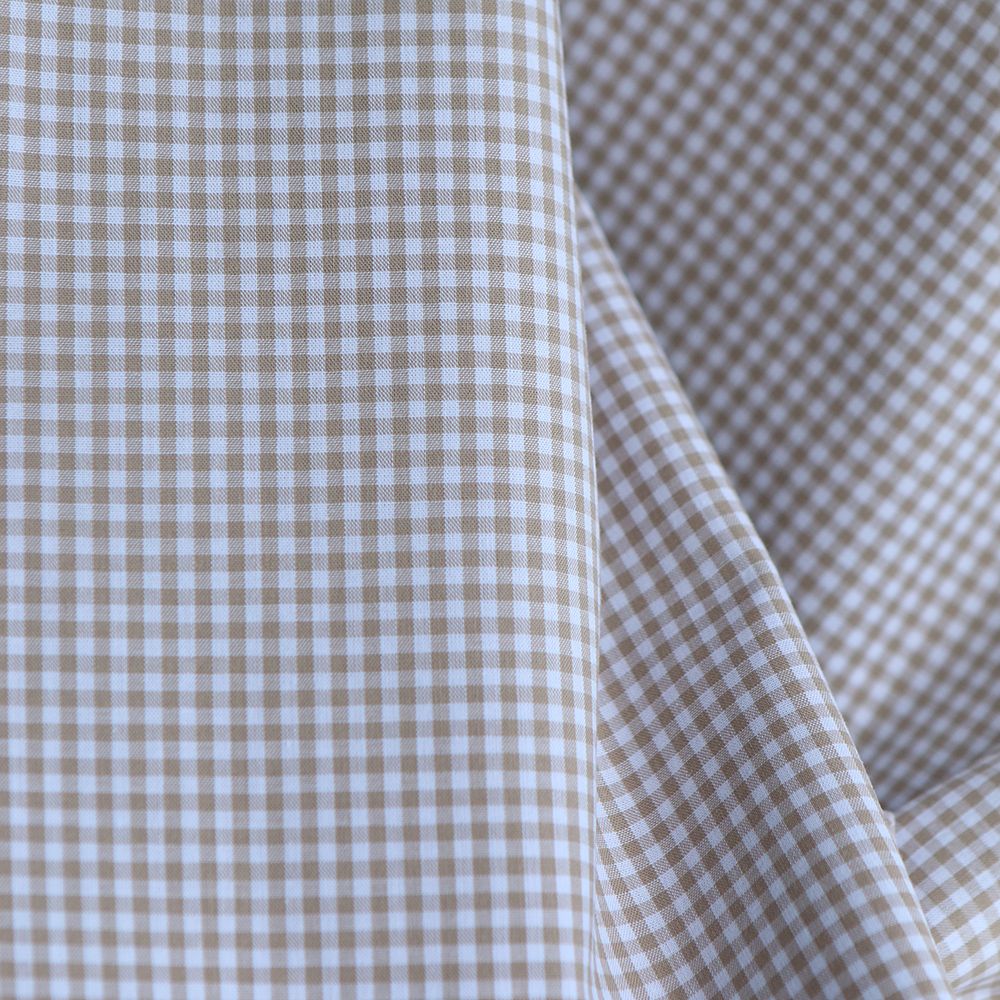 Popeline coton vichy carreaux mini 2.7mm beige sable