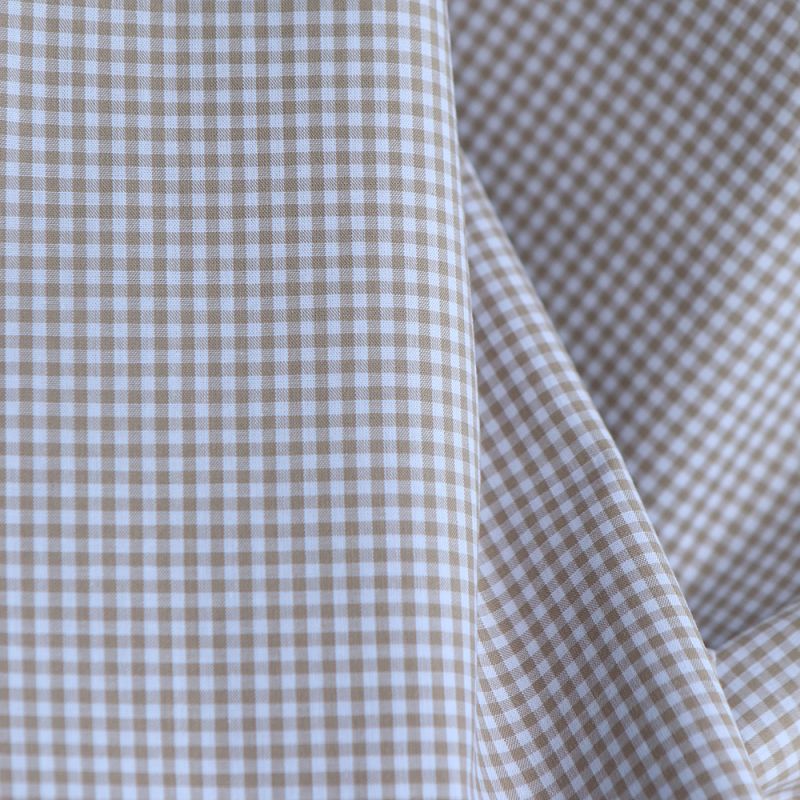 Popeline coton vichy carreaux mini 2.7mm beige sable