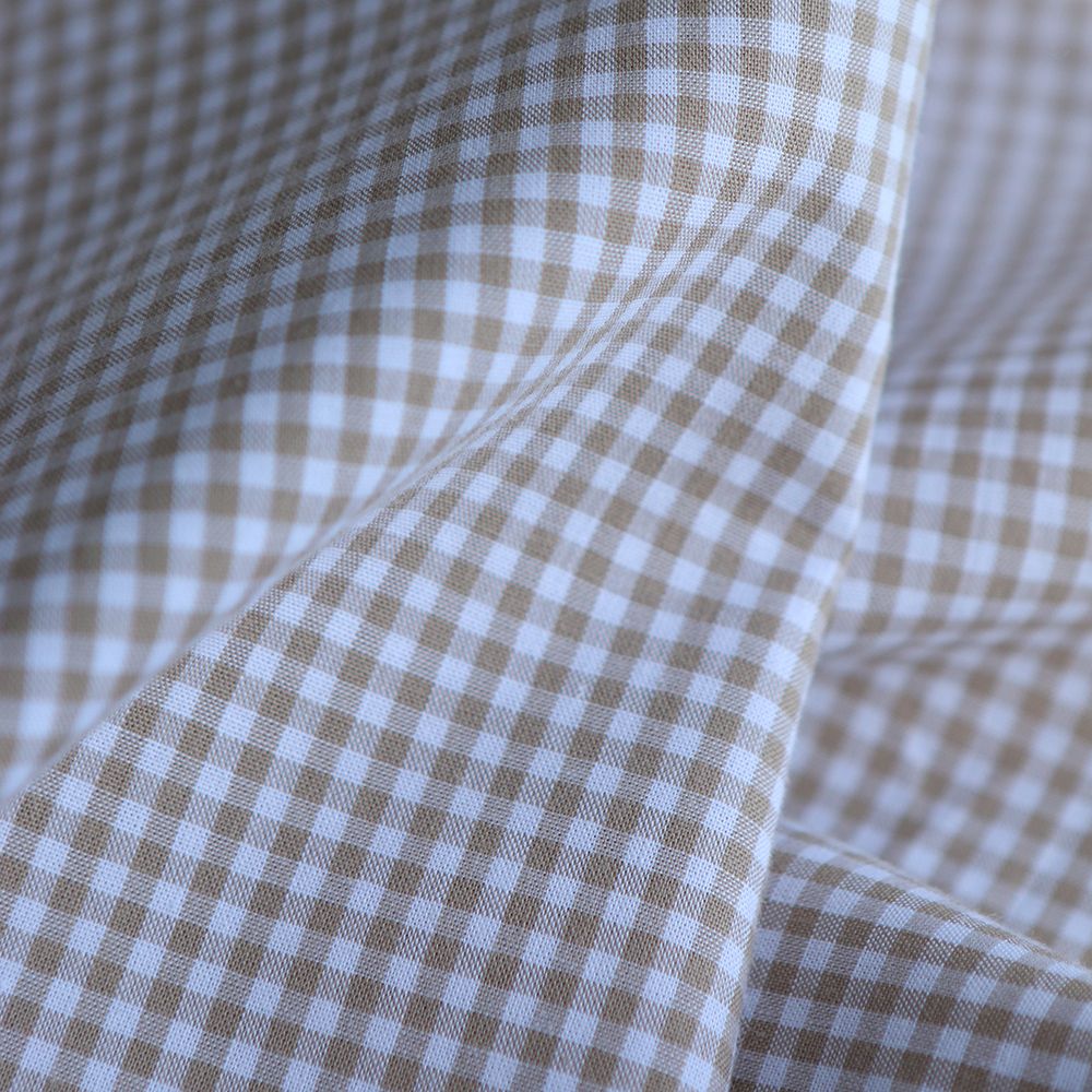 Popeline coton vichy carreaux mini 2.7mm beige sable