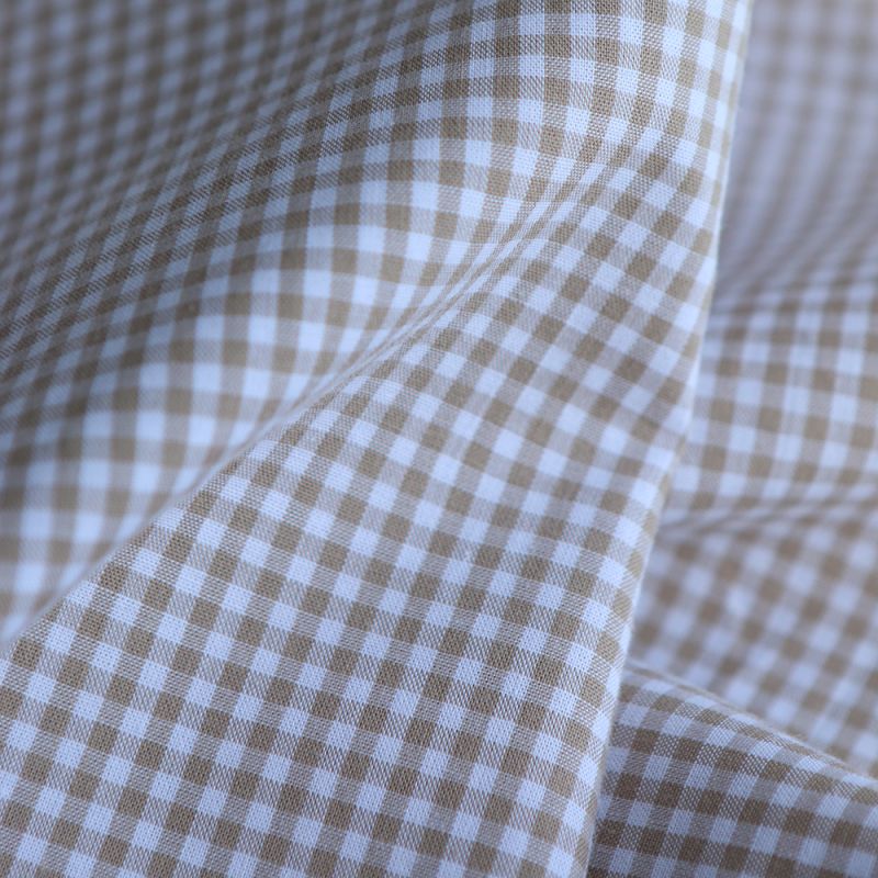Popeline coton vichy carreaux mini 2.7mm beige sable