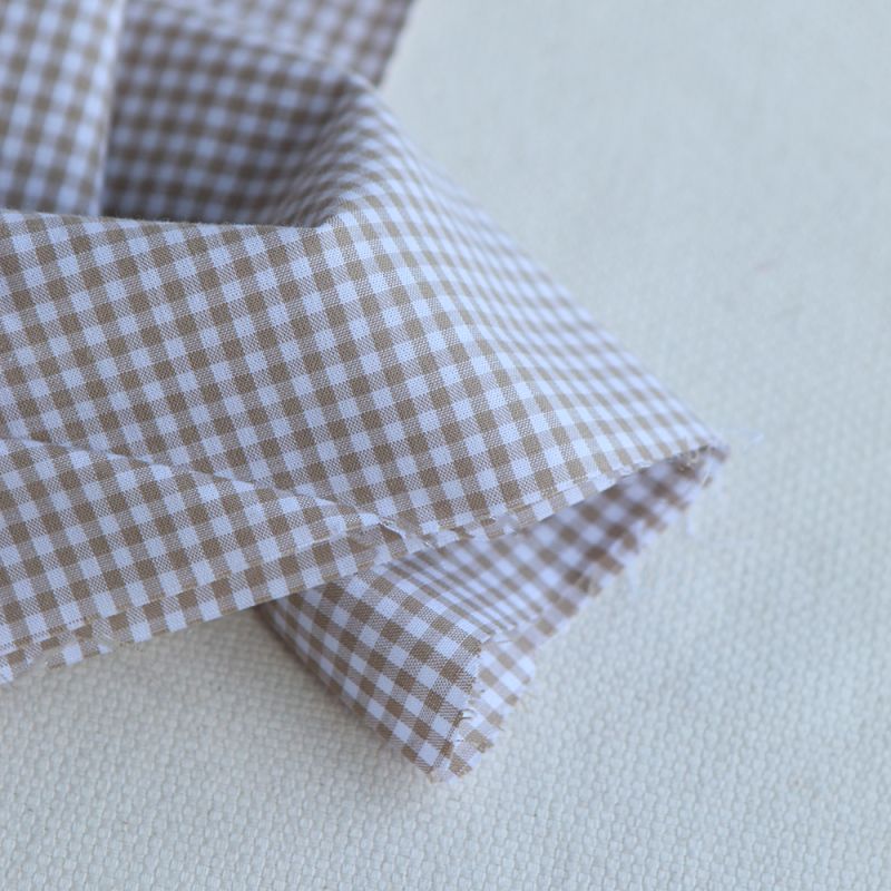 Popeline coton vichy carreaux mini 2.7mm beige sable