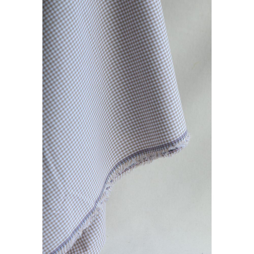Popeline coton vichy carreaux mini 2.7mm beige sable