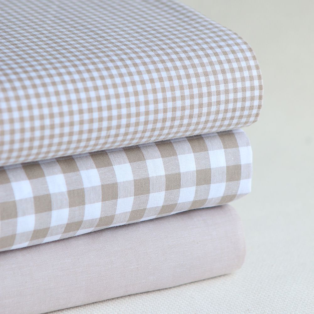 Popeline coton vichy carreaux mini 2.7mm beige sable